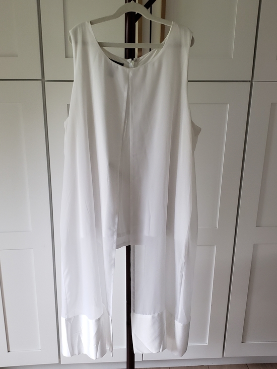 Alfani Tops - Alfani White Sleeveless Tunic With Draped Overlay